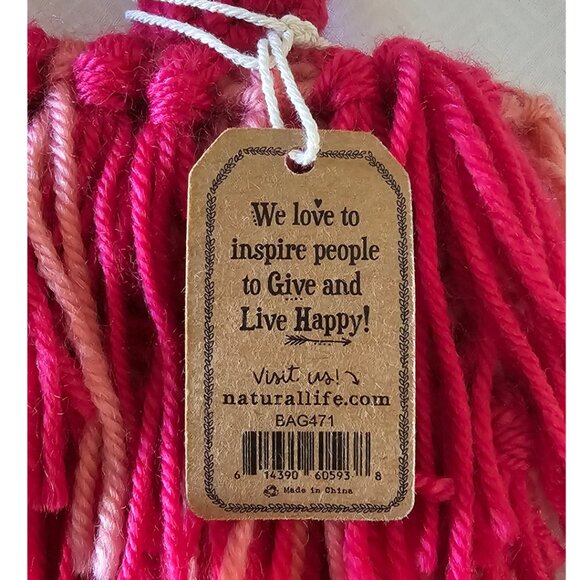 Natural Life Crochet Fringe Yarn Handbag Pink NWT - Picture 3 of 3